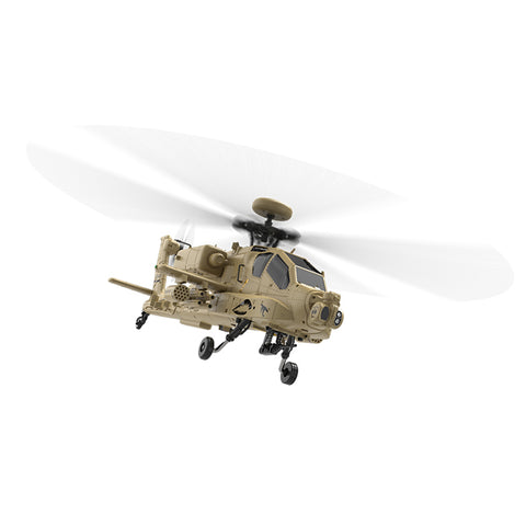 WOLFBUSH & YU XIANG F11-N AH64 1/32 Scale 2.4G 6CH Coaxial Dual Rotor 6G/3D Apache RC Helicopter Model with Optical Flow Altitude Hold (RTF Version/Desert Yellow)