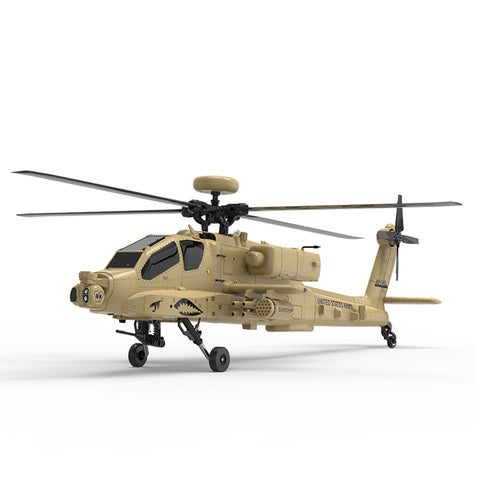 WOLFBUSH & YU XIANG F11-N AH64 1/32 Scale 2.4G 6CH Coaxial Dual Rotor 6G/3D Apache RC Helicopter Model with Optical Flow Altitude Hold (RTF Version/Desert Yellow)