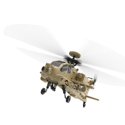 WOLFBUSH & YU XIANG F11-N AH64 1/32 Scale 2.4G 6CH Coaxial Dual Rotor 6G/3D Apache RC Helicopter Model with Optical Flow Altitude Hold (RTF Version/Desert Yellow)