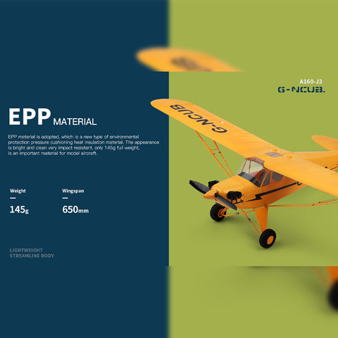 XK A160 J3 3D/6G 2.4G 5CH Brushless Scale RC Airplane Model, 650mm Wingspan EPP Fixed Wing Aircraft with Quick Release (RTF Version)