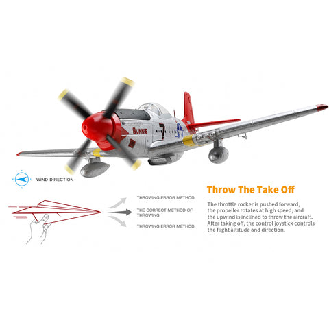 XK A280 P-51 3D/6G 2.4G 4CH Brushless Scale RC Airplane Model, 560mm Wingspan EPP Fixed Wing Aircraft with Quick Release (RTF Version)