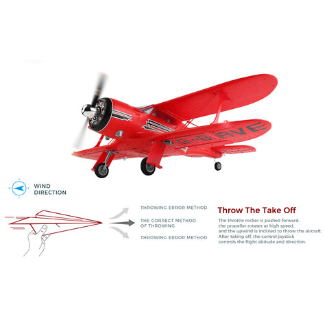 XK A300 Beech D17S Biplane 3D/6G 2.4G 4CH Brushless Scale RC Airplane Model, 550mm Wingspan EPP Fixed Wing Aircraft with Quick Release (RTF)