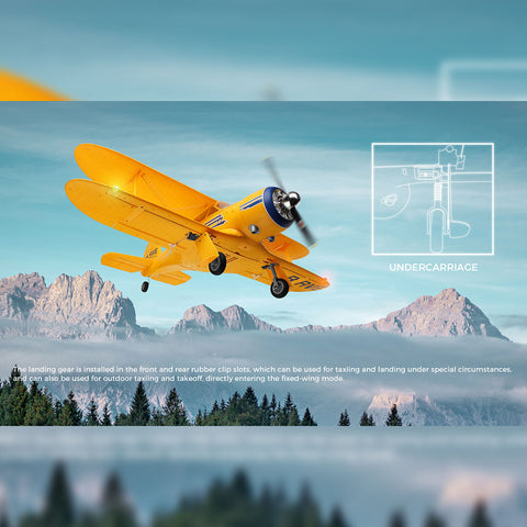 XK A300 Beech D17S Biplane 3D/6G 2.4G 4CH Brushless Scale RC Airplane Model, 550mm Wingspan EPP Fixed Wing Aircraft with Quick Release (RTF)