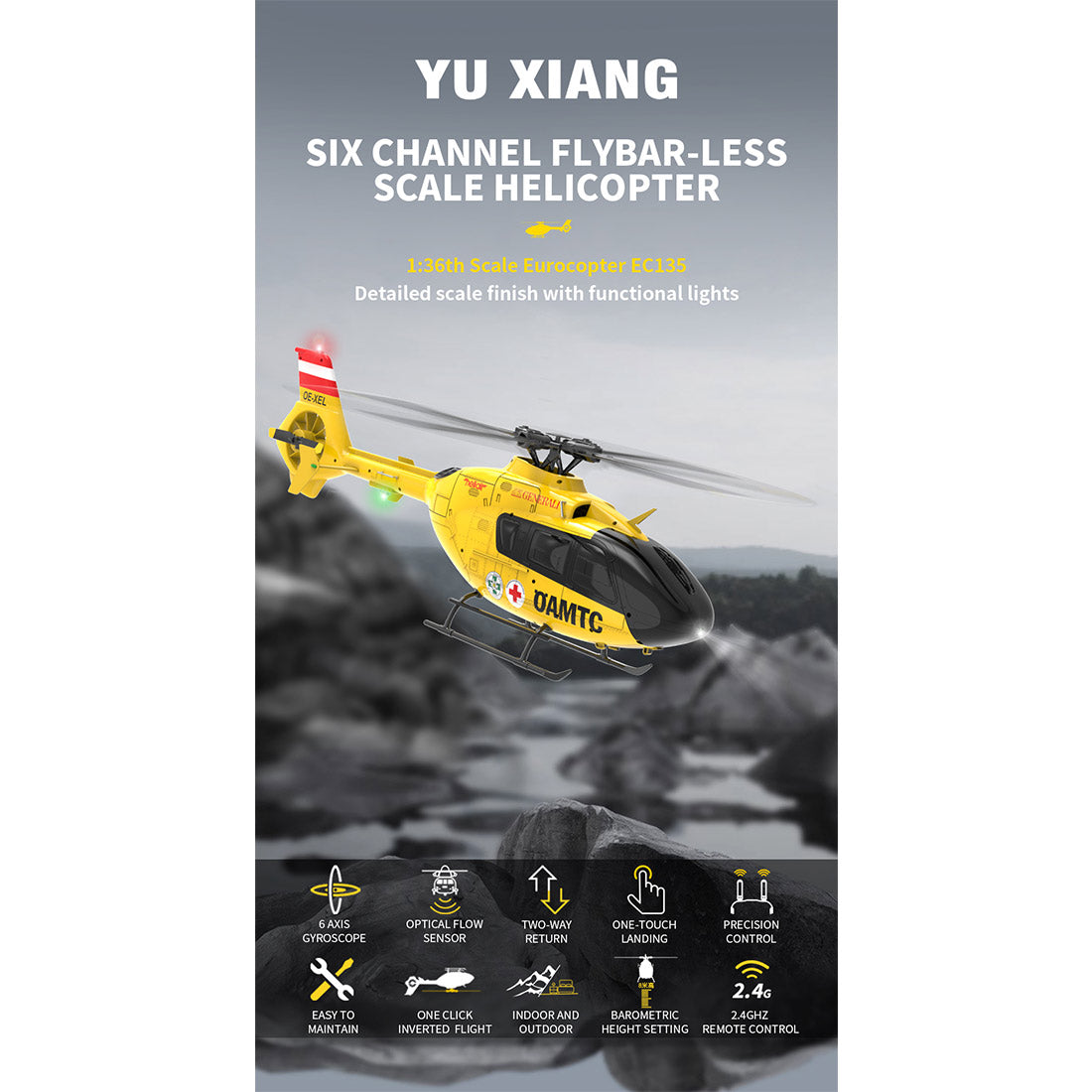 YU XIANG EC-135 1/36 2.4G 6CH Brushless RC Helicopter RTF | RTRhobby