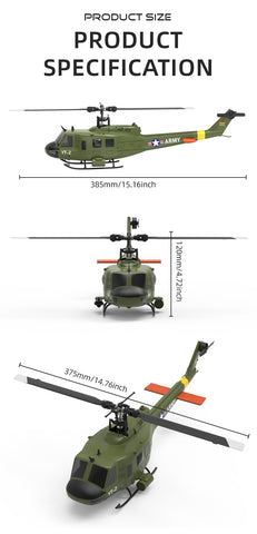 YU XIANG F07 1:34 UH-1 Huey 2.4G 6-channel remote control brushless direct drive 3D/6G flybarless RC Helicopter Optical Flow Positioning RTF