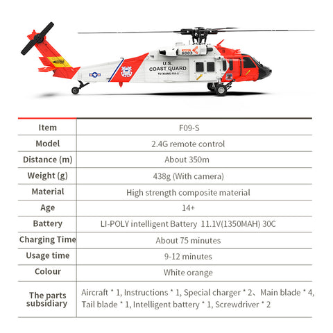 Yu Xiang F09-S 1/47 2.4G 6CH Direct Drive RC Helicopter RTF | RTRhobby