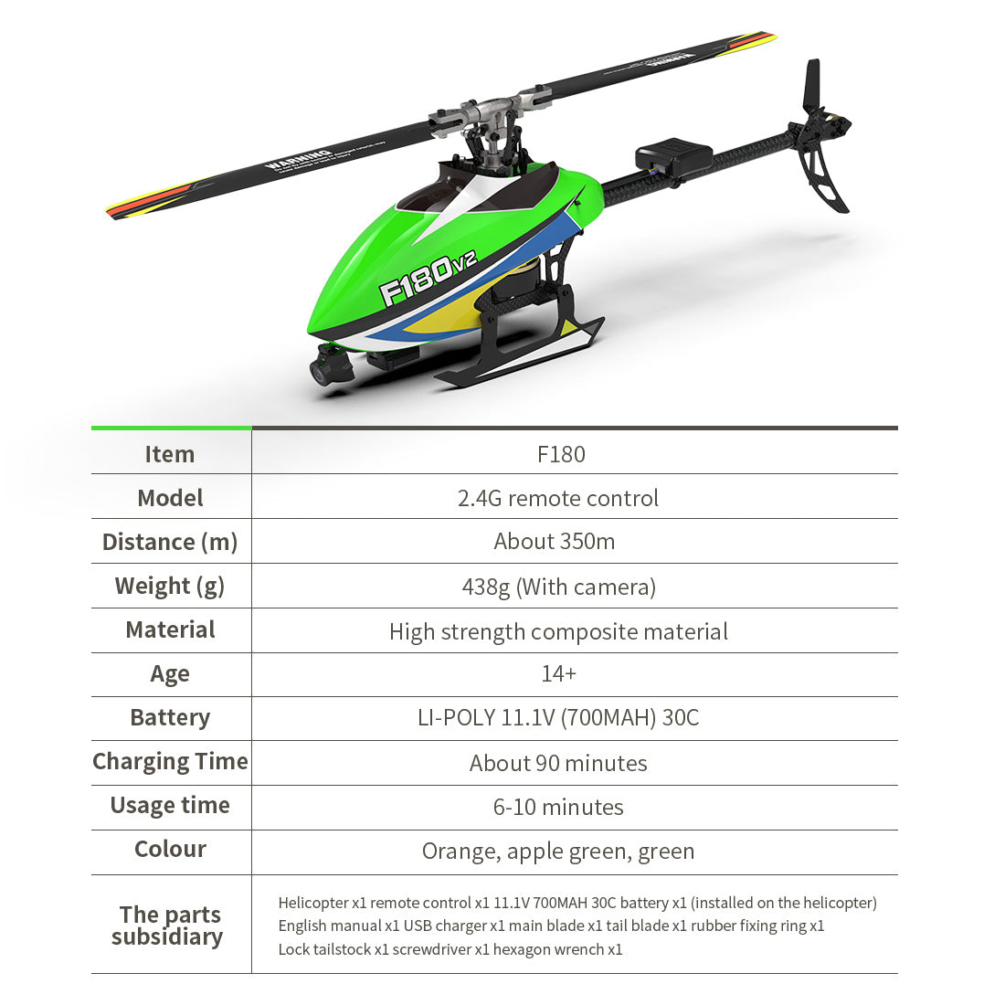 YU XIANG F180 V2 Direct Drive Flybarless RC Helicopter RTF | RTRhobby