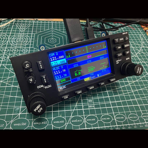 Simulation Flight GNS-430 Style Avionics Panel, Avionics GPS Unit with 4 Inch Video Display, Dual Encoders & Buttons, Resin CNC Finish, Compatible with X-Plane 12 & MSFS 2020/2024