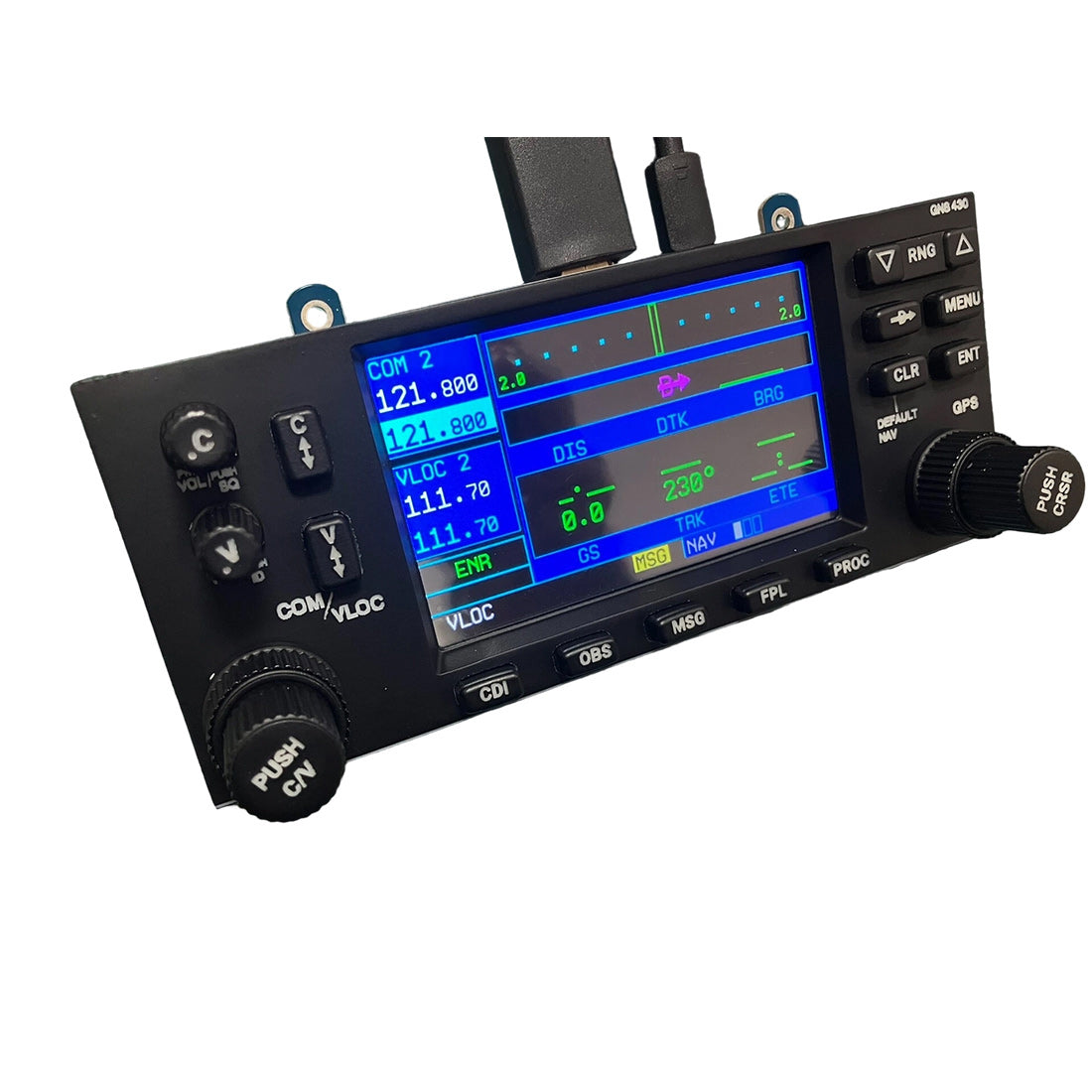 Simulation Flight GNS-430 Style Avionics Panel, Avionics GPS Unit with 4 Inch Video Display, Dual Encoders & Buttons, Resin CNC Finish, Compatible with X-Plane 12 & MSFS 2020/2024