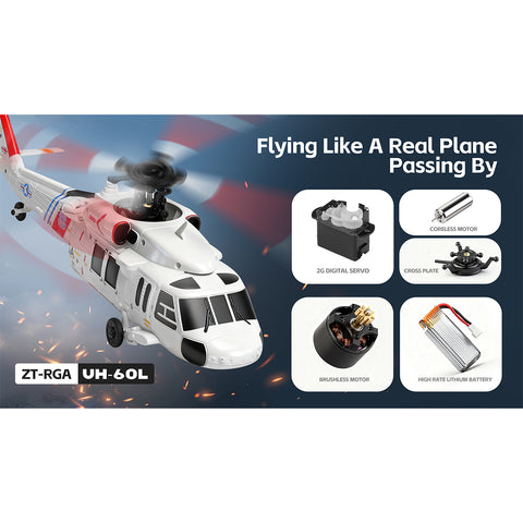 WL K270 UH-60L 2.4G 4CH 170-Class 4-Rotor Flybarless Realistic Helicopter Model with Barometric Altitude & Left/Right Hand Throttle Adjustment (Optical Flow RTF Version)