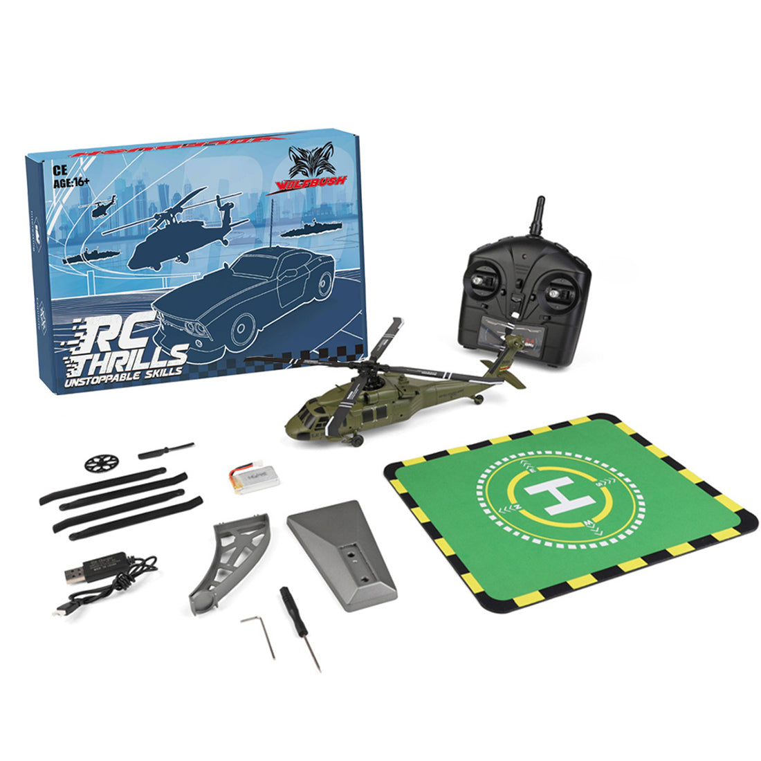 WL K270 UH-60L 2.4G 4CH 170-Class 4-Rotor Flybarless Realistic Helicopter Model with Barometric Altitude & Left/Right Hand Throttle Adjustment (Optical Flow RTF Version)