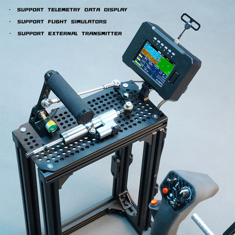 WOLFBUSH FF10 Flight Simulator Controller 10-Link 2.4G RC Transmitter with Throttle, Cyclic Stick & Rudder Pedals, ELRS 2.4G, CNC Metal Build for Fixed Wing, Helicopter & Multirotor