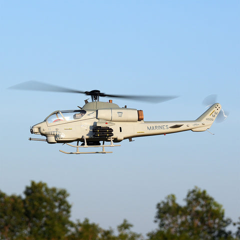 WOLFBUSH&ROBAN AH-1W 470-Class 2.4G 6CH Dual-Rotor RC Military Helicopter Model with GPS Positioning, Synchronized Turret & Left/Right-Hand Control (RTF Version)