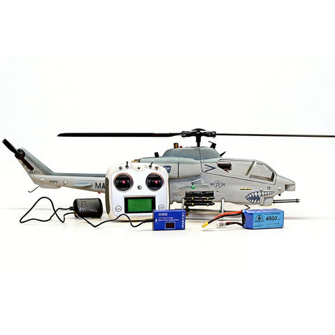 WOLFBUSH&ROBAN AH-1W 470-Class 2.4G 6CH Dual-Rotor RC Military Helicopter Model with GPS Positioning, Synchronized Turret & Left/Right-Hand Control (RTF Version)