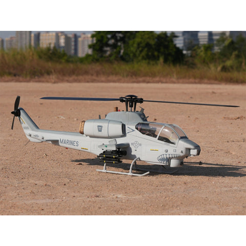 WOLFBUSH&ROBAN AH-1W 470-Class 2.4G 6CH Dual-Rotor RC Military Helicopter Model with GPS Positioning, Synchronized Turret & Left/Right-Hand Control (RTF Version)