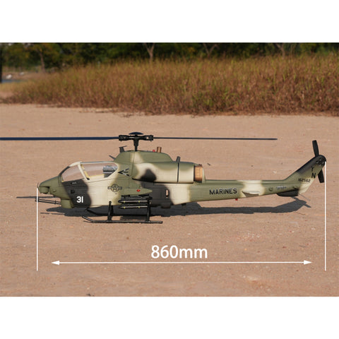WOLFBUSH&ROBAN AH-1W 470-Class 2.4G 6CH Dual-Rotor RC Military Helicopter Model with GPS Positioning, Synchronized Turret & Left/Right-Hand Control (RTF Version)