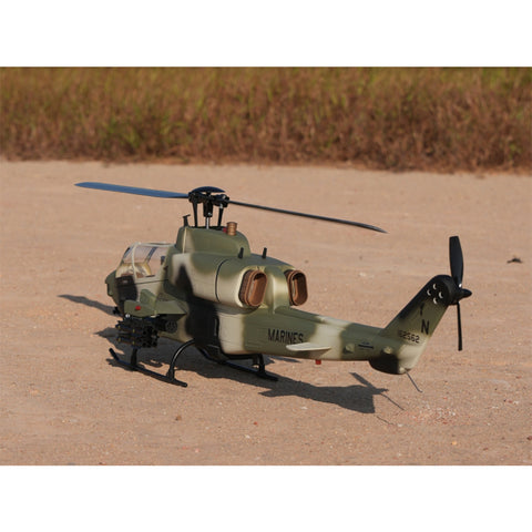 WOLFBUSH&ROBAN AH-1W 470-Class 2.4G 6CH Dual-Rotor RC Military Helicopter Model with GPS Positioning, Synchronized Turret & Left/Right-Hand Control (RTF Version)