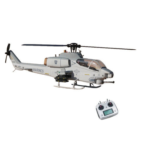 WOLFBUSH&ROBAN AH-1W 470-Class 2.4G 6CH Dual-Rotor RC Military Helicopter Model with GPS Positioning, Synchronized Turret & Left/Right-Hand Control (RTF Version)