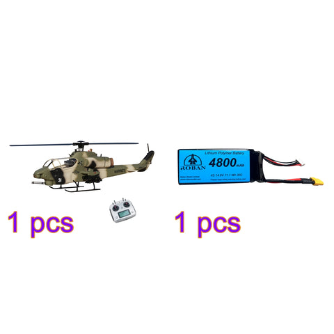 WOLFBUSH&ROBAN AH-1W 470-Class 2.4G 6CH Dual-Rotor RC Military Helicopter Model with GPS Positioning, Synchronized Turret & Left/Right-Hand Control (RTF Version)