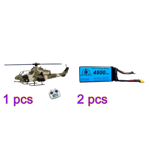 WOLFBUSH&ROBAN AH-1W 470-Class 2.4G 6CH Dual-Rotor RC Military Helicopter Model with GPS Positioning, Synchronized Turret & Left/Right-Hand Control (RTF Version)