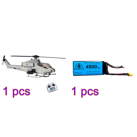 WOLFBUSH&ROBAN AH-1W 470-Class 2.4G 6CH Dual-Rotor RC Military Helicopter Model with GPS Positioning, Synchronized Turret & Left/Right-Hand Control (RTF Version)