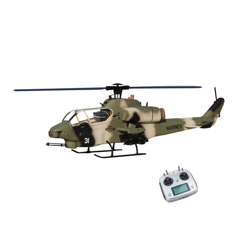 WOLFBUSH&ROBAN AH-1W 470-Class 2.4G 6CH Dual-Rotor RC Military Helicopter Model with GPS Positioning, Synchronized Turret & Left/Right-Hand Control (RTF Version)