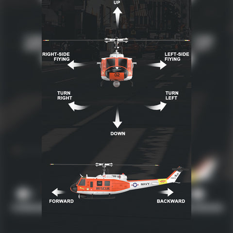 YU XIANG F07H UH-1 Huey 1/34 Scale Brushless Direct Drive RC Helicopter with GPS Positioning, 6G Flybarless, Altitude Hold & One-Key Figure 8 Flight (RTF, SAR Livery)