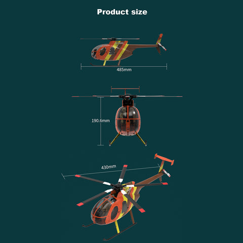 YU XIANG F118S MH-6 Little Bird 250-Class 1/16 Scale RC Helicopter, 5-Blade Rotor, 6G/3D Mode RTF