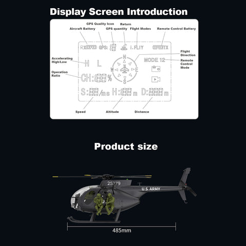 YU XIANG F118S MH-6 Little Bird 250-Class 1/16 Scale RC Helicopter, 5-Blade Rotor, 6G/3D Mode RTF