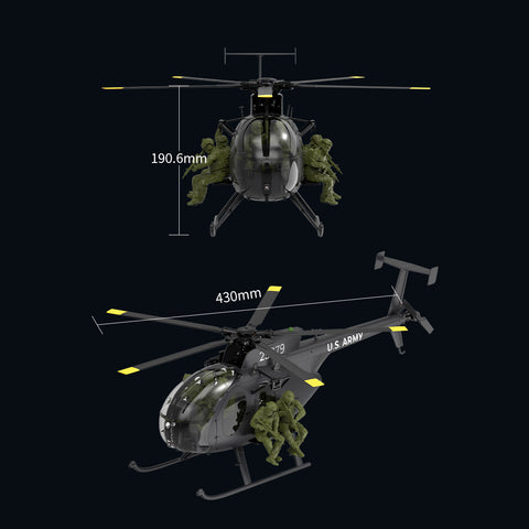 YU XIANG F118S MH-6 Little Bird 250-Class 1/16 Scale RC Helicopter, 5-Blade Rotor, 6G/3D Mode RTF