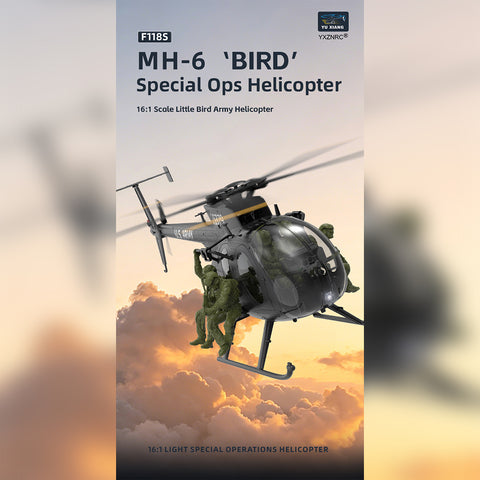 YU XIANG F118S MH-6 Little Bird 250-Class 1/16 Scale RC Helicopter, 5-Blade Rotor, 6G/3D Mode RTF