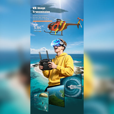 YU XIANG F118S MH-6 Little Bird 250-Class 1/16 Scale RC Helicopter, 5-Blade Rotor, 6G/3D Mode RTF