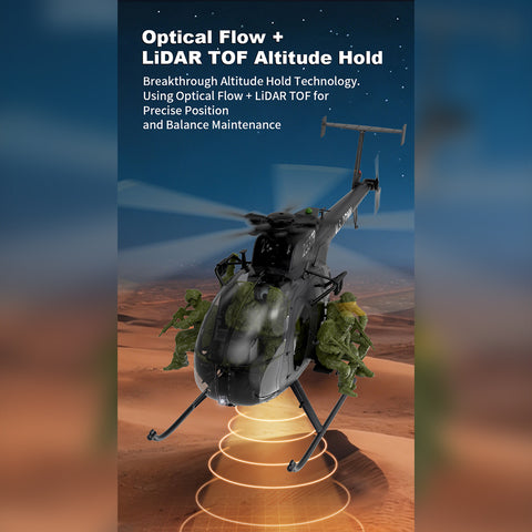 YU XIANG F118S MH-6 Little Bird 250-Class 1/16 Scale RC Helicopter, 5-Blade Rotor, 6G/3D Mode RTF